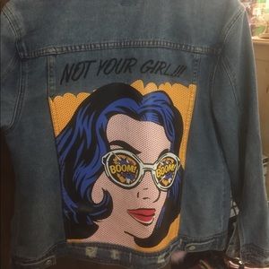 Jean jacket. “Not your girl”. $30.00